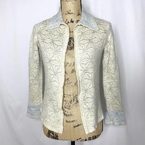 Lainey Ivory Blue Nordic Cashmere Silk Sweater